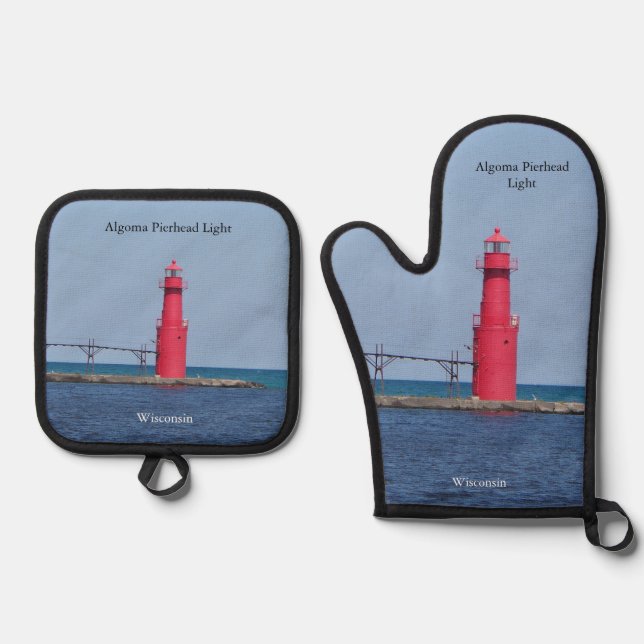 Algoma Pierhead Light Ofenhandschuh & Topflappen-Set (Vorderseite)