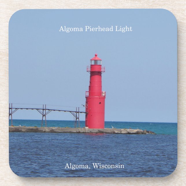 Algoma Pierhead Light Set von 6 plastischen Unters Getränkeuntersetzer (Vorderseite)