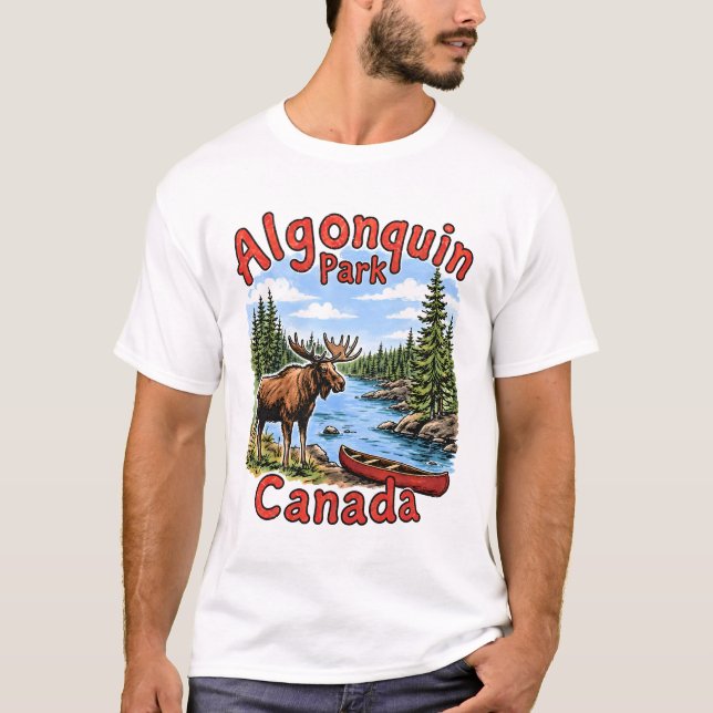 Algonquin-Park Kanada Elch Landschaft T-Shirt (Vorderseite)