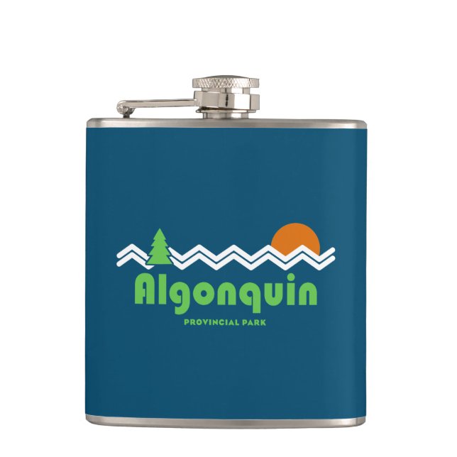 Algonquin Provincial Park Retro Flachmann (Vorderseite)