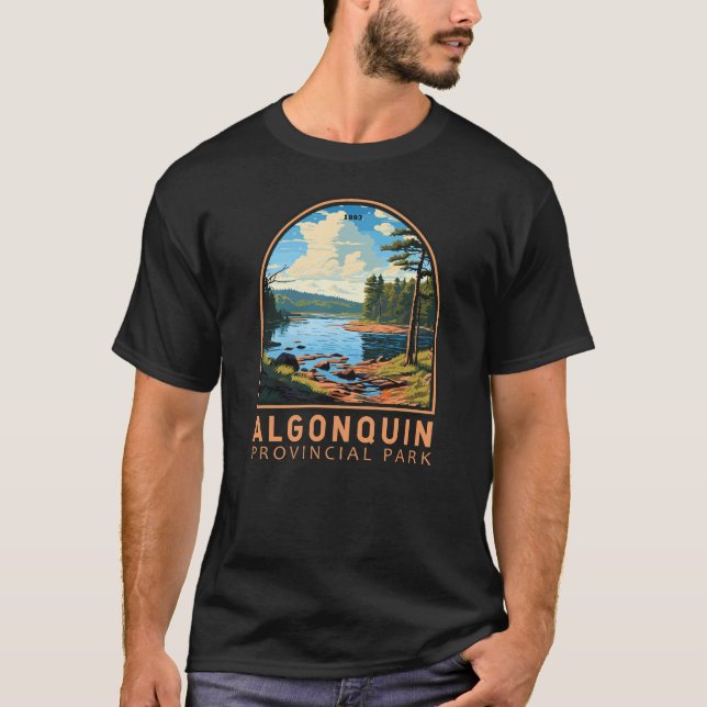 Algonquin Provincial Park Travel Art Badge T-Shirt (Vorderseite)
