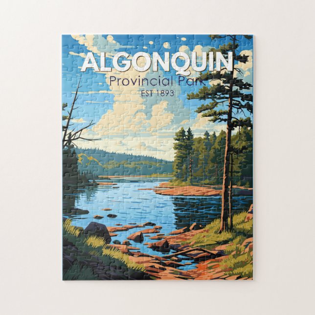 Algonquin Provincial Park Travel Art Vintage Puzzle (Vertikal)