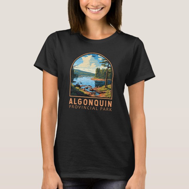 Algonquin Provinzpark Reisen Abzeichen T-Shirt (Vorderseite)