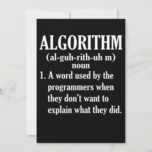 Algorithm Definition Computerprogrammierung Einladung (Vorderseite)