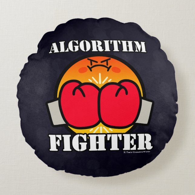 Algorithm Fighter Rundes Kissen (Vorderseite)