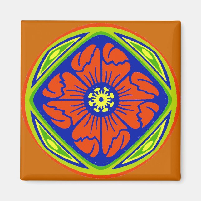 Alhambra Blume Tile Circle Magnet (Vorne)