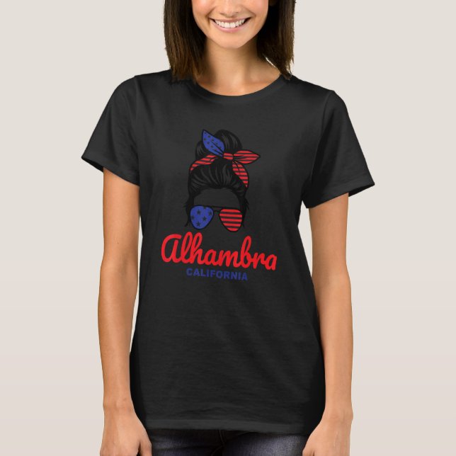 Alhambra California Retro Messy Bun T-Shirt (Vorderseite)