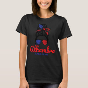 Alhambra California Retro Messy Bun T-Shirt