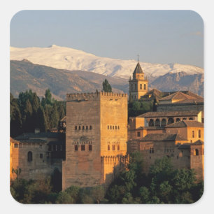 Alhambra; Granada; Andaslusia, Spanien, Sierra Quadratischer Aufkleber