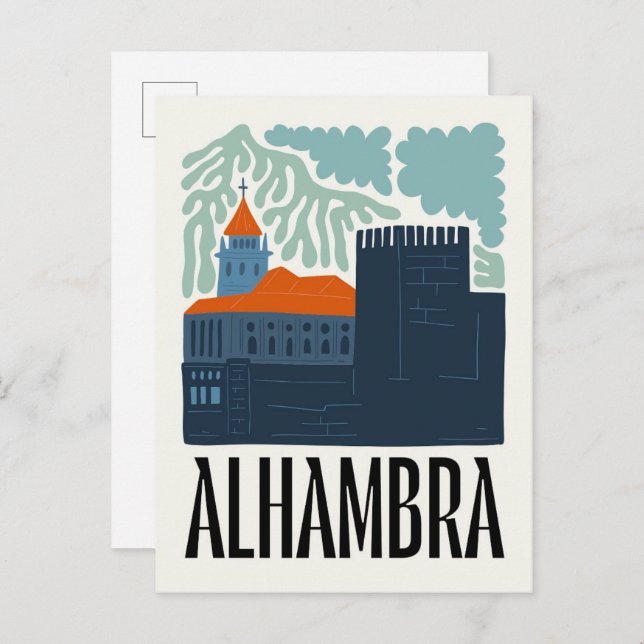 Alhambra Granada Spanien abstraktes Reiseland Postkarte (Vorne/Hinten)