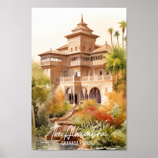 Alhambra Granada Spanien Berühmter Reiseraum Poster (Vorne)