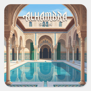 Alhambra Granada Spanien Quadratischer Aufkleber