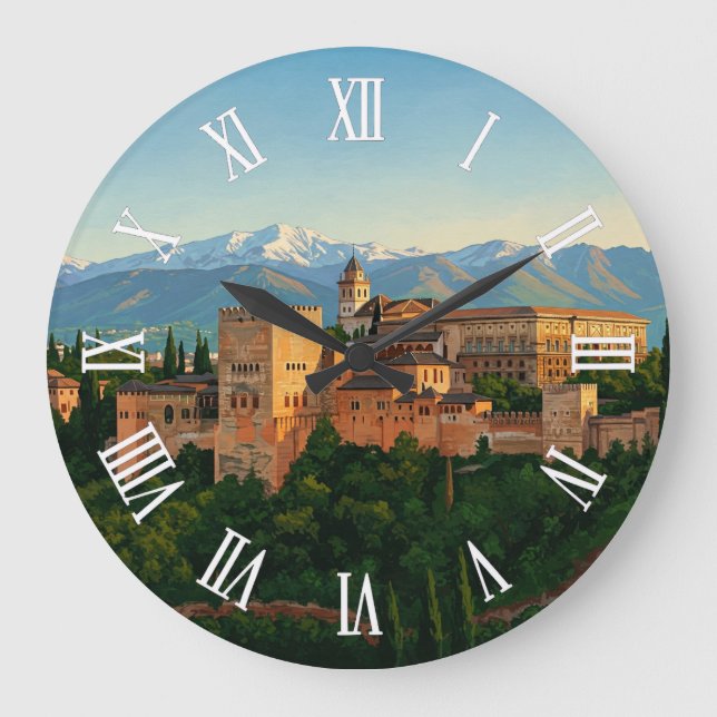 Alhambra Granada Spanien Reise Große Wanduhr (Vorderseite)