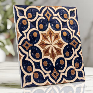 Alhambra Maureske Geometrie Marineblau Gold Fliese