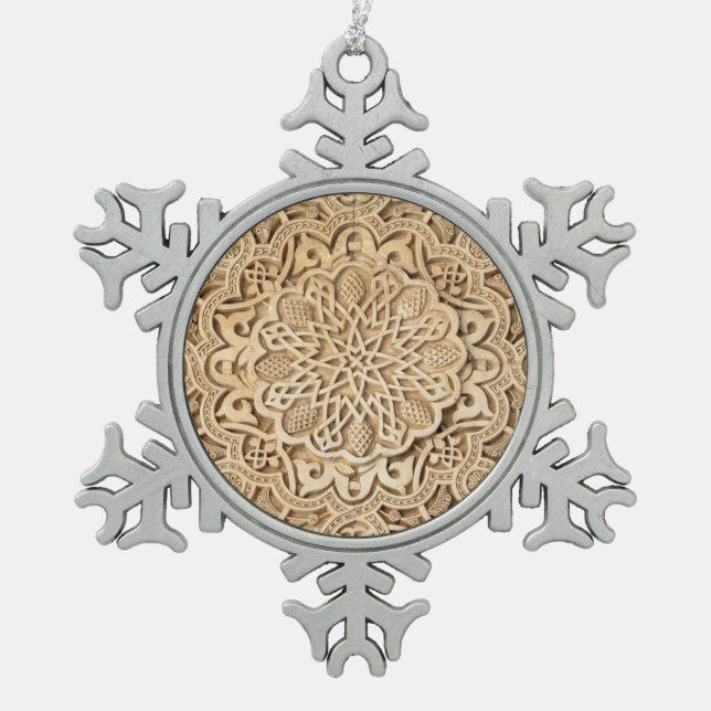 Alhambra-Muster Schneeflocken Zinn-Ornament (Vorderseite)