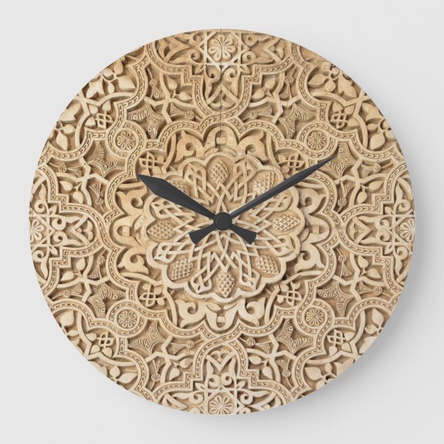 Alhambra Muster Wall Clock Große Wanduhr (Vorderseite)