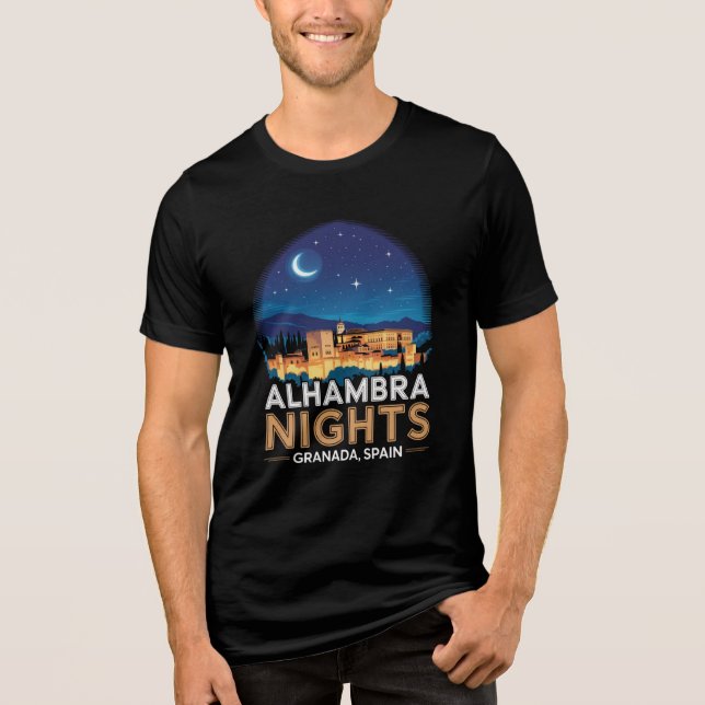 Alhambra Nights - Granada Spanien Reisen Kunst, Di Tri-Blend Shirt (Vorderseite)