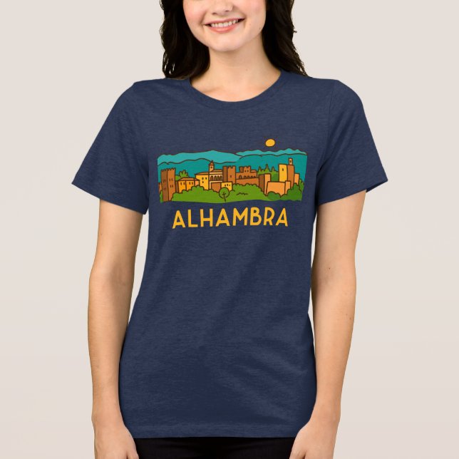 Alhambra-Sonnenuntergang 2 Tri-Blend Shirt (Vorderseite)