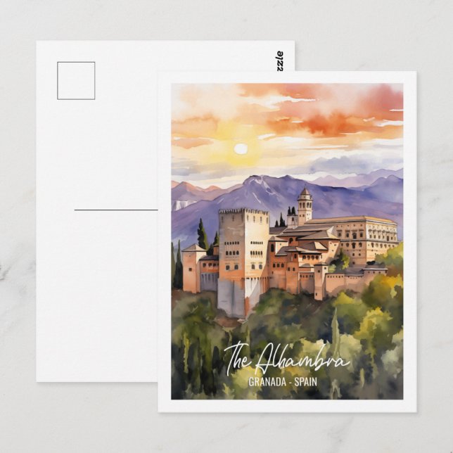 Alhambra Spanien Der berühmte Reiseort Postkarte (Vorne/Hinten)