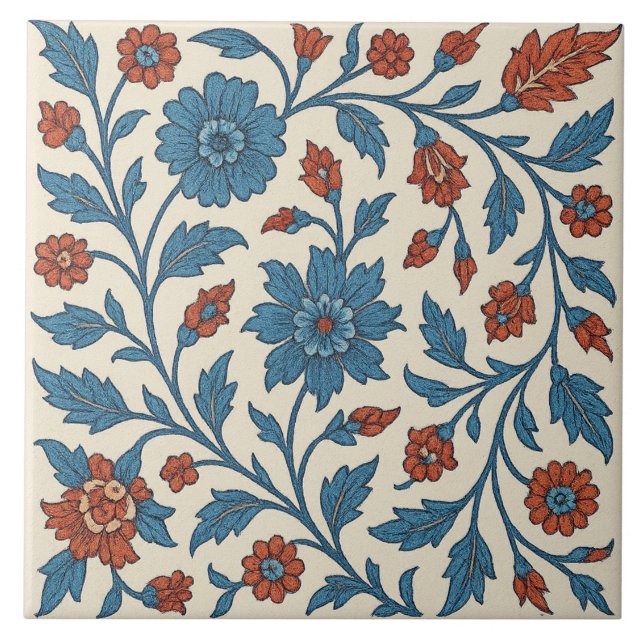 Alhambra Star – Moorish Floral Geometric Tile Fliese (Vorderseite)
