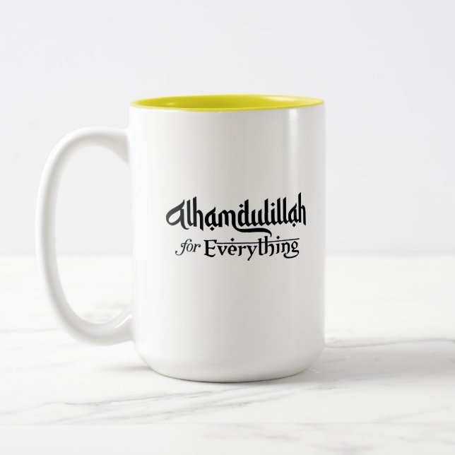 Alhamdulillah for Everything Minimal Islamic Gift Zweifarbige Tasse (Links)