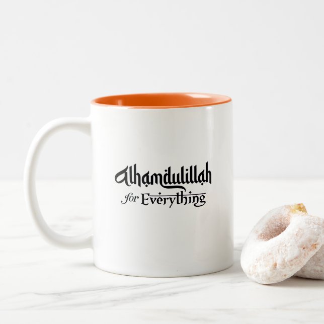 Alhamdulillah for Everything Minimal Islamic Gift Zweifarbige Tasse (Mit Donut)