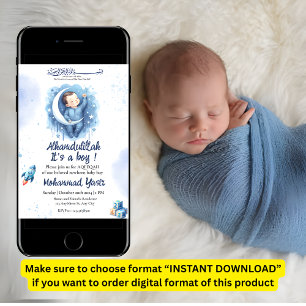 Alhamdulillah ist ein Junge blaues Aqeeqah muslim  Einladung