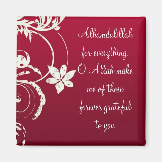 Alhamdulillah Red Floral Kühlschrankmagnet Magnet (Vorne)