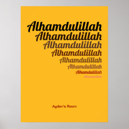 Alhamdulillah Typografy Yellow Kinderzimmer Custom Poster