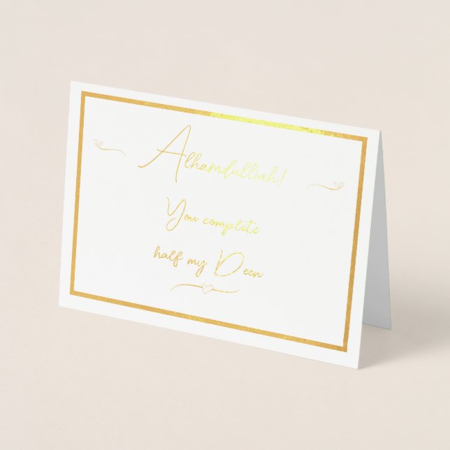 Alhamdulliah, Sie vollenden die Hälfte meiner Foil Folienkarte (Vorderseite)