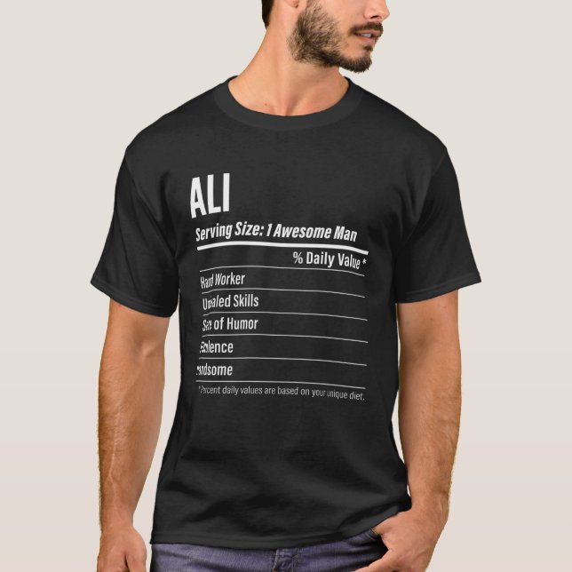 Ali  Nutritional Facts Serving Size Calories T-Shirt (Vorderseite)