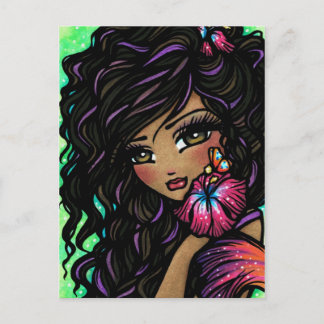 "Aliah" Hibiskus Mermaid Fantasy Art Postcard Postkarte