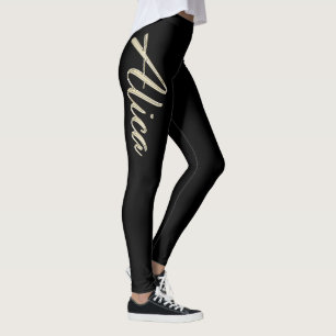 Alica white gold Handwriting Hose Leggings
