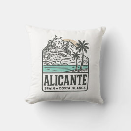 Alicante Sketch Santa Bárbara Castle Costa Blanca  Kissen