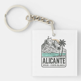 Alicante Skizze Santa Bárbara Burg Costa Blanca Schlüsselanhänger