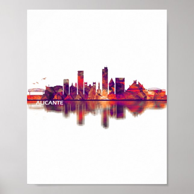Alicante Spain Skyline Poster (Vorne)