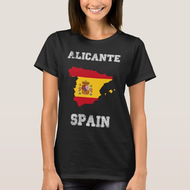 Alicante Spain Vintage Spain Flag Map T-Shirt (Vorderseite)