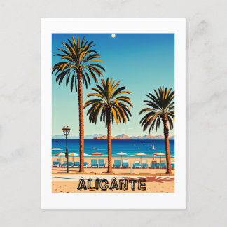 Alicante Spanien Beach View Reisekarte Postkarte
