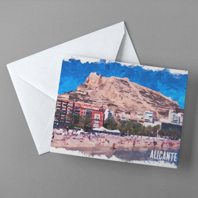 Alicante Spanien Beach View Travel Postkarte (Alicante Spain Beach Scenery Postcard)