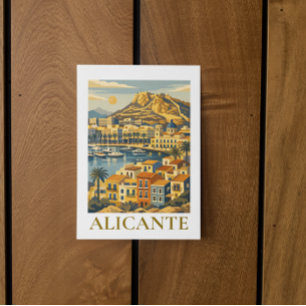 Alicante Spanien Reise Souvenir Minimalist Küste Postkarte