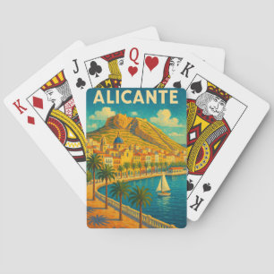 Alicante Spanien Silhouette Vintages Malerei Spielkarten