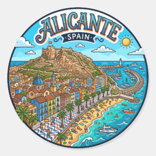 Alicante, Spanien Spanien Runder Aufkleber