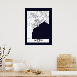 Alicante Spanien Stadtkarte Poster
