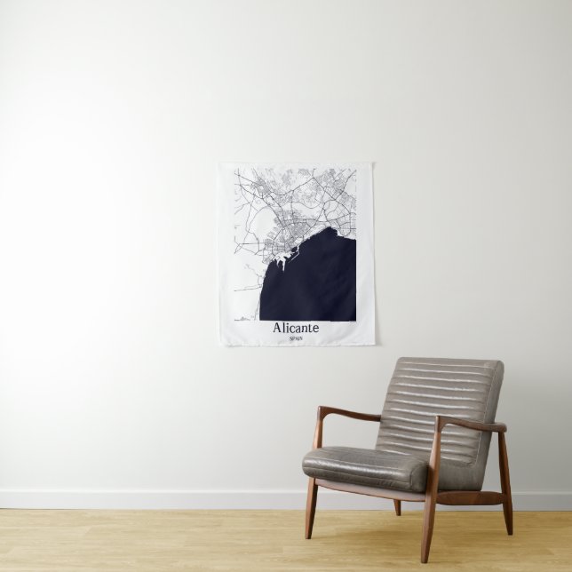 Alicante Spanien Stadtkarte Wandteppich (Beispiel)