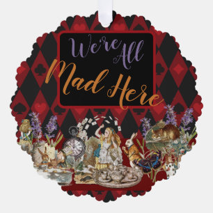 Alice Abenteuer mit Wunderland verrückter Cheshire Ornament Karte