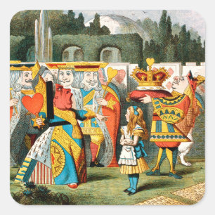 Alice Abenteuer Wunderland Herzkönigin Quadratischer Aufkleber