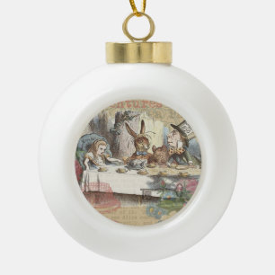 Alice Abenteuer Wunderland Verrückte Teeparty-Kuns Keramik Kugel-Ornament