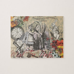 Alice Abenteuer Wunderland Vorhang Klassische Kuns Puzzle