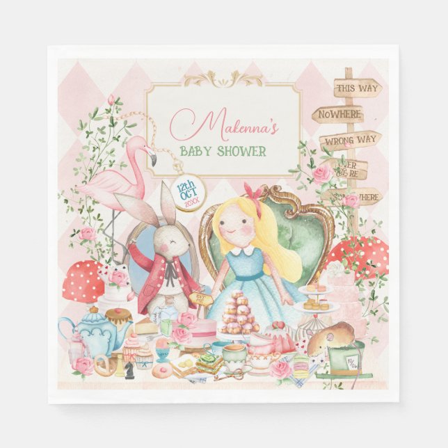 Alice Adventure in Woderland Baby Shower Tee Party Serviette (Vorderseite)