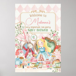 Alice Adventure Woderland Baby Showe Welcome SIgn Poster